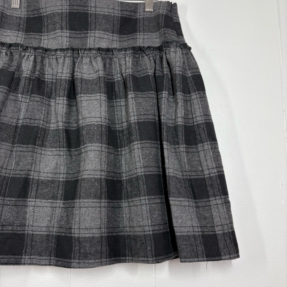 Vintage USA Aqua Plaid Skirt Academia Punk Goth Pin Up Retro Black Gray Mini M - Picture 2 of 8